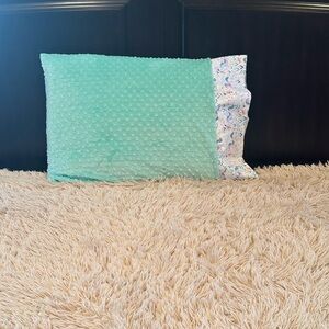 Unicorn and Seafoam Green Textured Minky Dot Pillowcase standard size